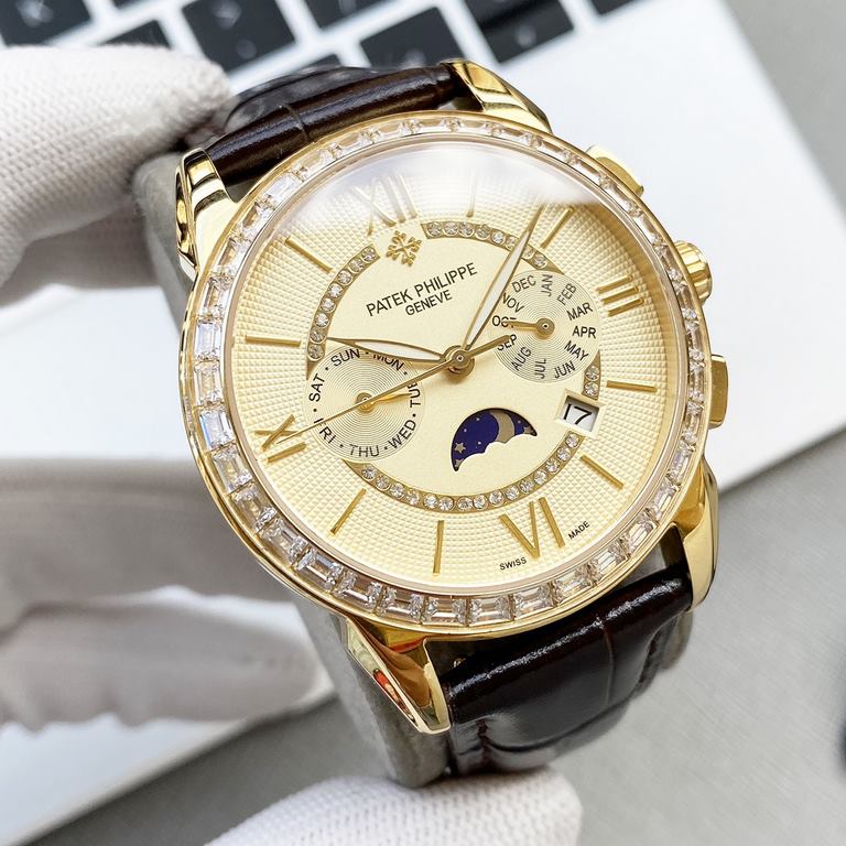 Patek Philippe Patek Philippe new listing (real picture) elegant and noble, aristocratic works of art! With imported 9100 multifunctional movement (0 repair) functions (24 hours, day of the week, star, month  moon  sun) 