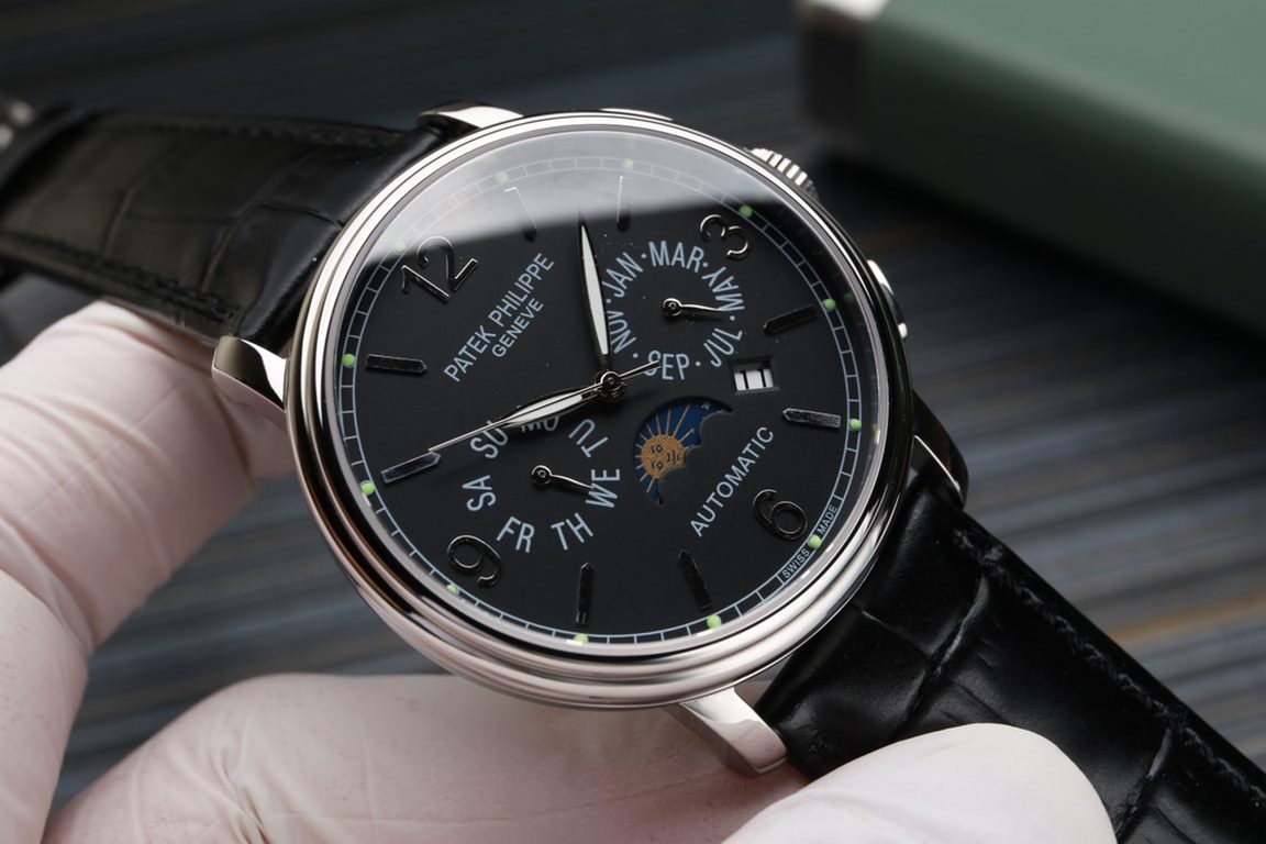 Patek Philippe newly launched moon phase multi-function mechanical watch, this watch is equipped with imported ultra-stable 9100 mechanical movement, a set of month, day, calendar, stars, luminous function in one, 42mm d