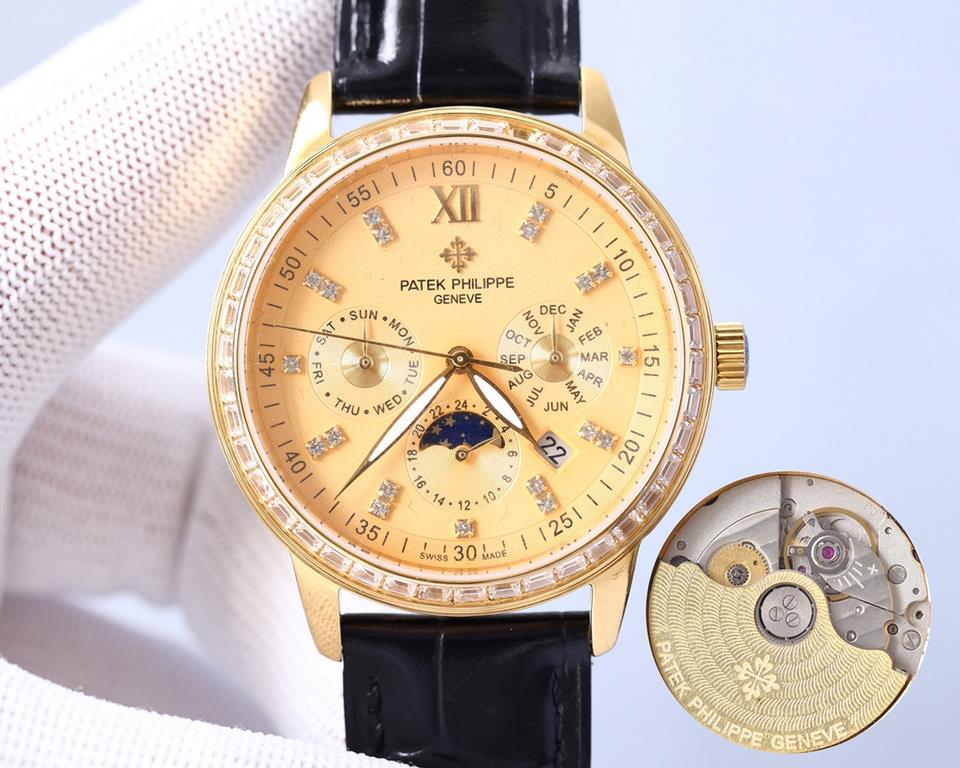 2022 New Patek Philippe (actual photo) Patek Philippe The aristocrat's work of art! With imported 9100 multifunctional movement (0 repairs) functions (24 hours, day of the week, star, month) imported 316 stainless steel!