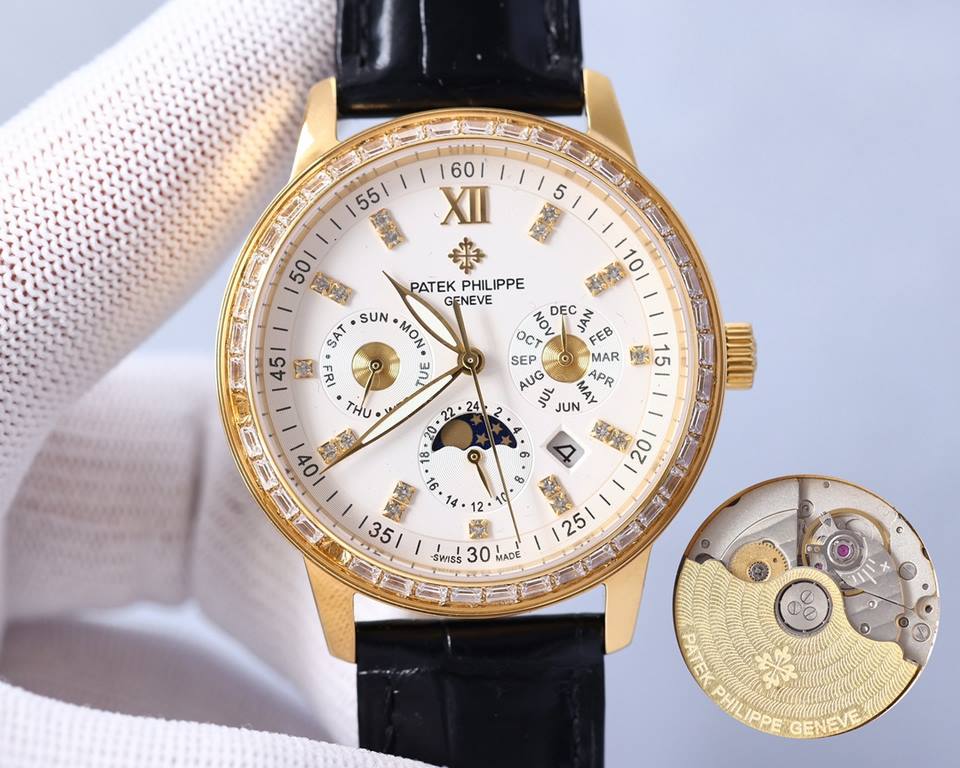 2022 New Patek Philippe (actual photo) Patek Philippe The aristocrat's work of art! With imported 9100 multifunctional movement (0 repairs) functions (24 hours, day of the week, star, month) imported 316 stainless steel!