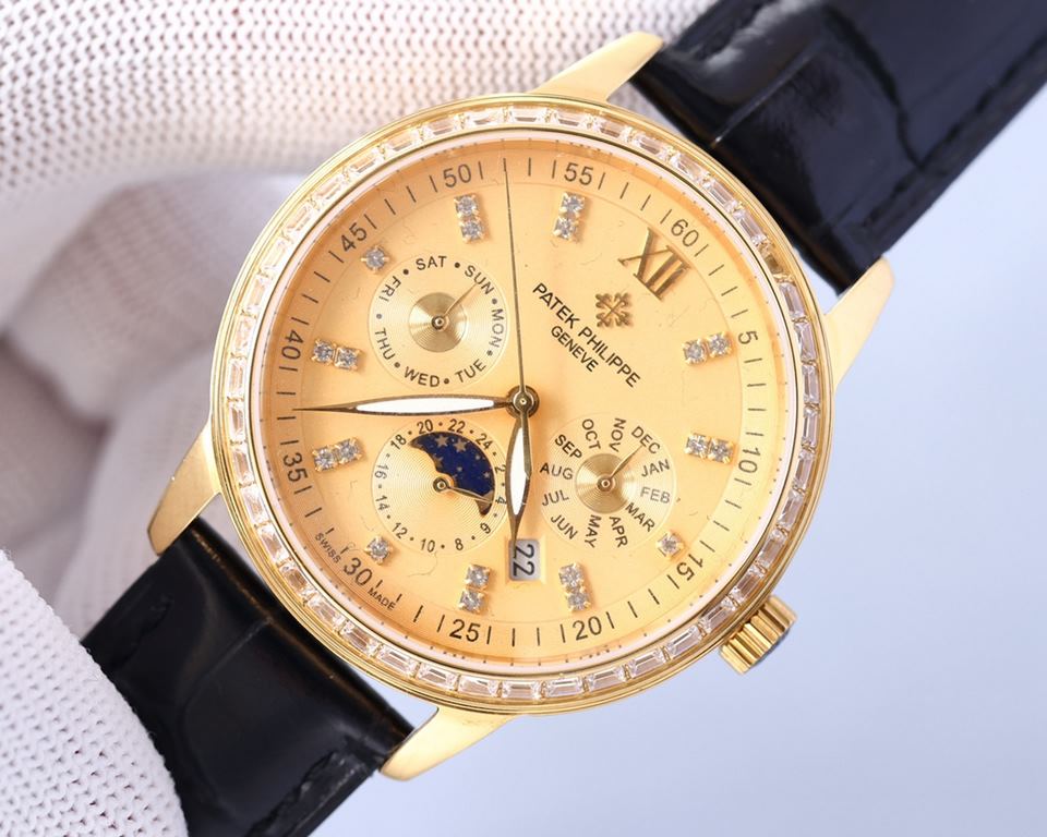 2022 New Patek Philippe (actual photo) Patek Philippe The aristocrat's work of art! With imported 9100 multifunctional movement (0 repairs) functions (24 hours, day of the week, star, month) imported 316 stainless steel!