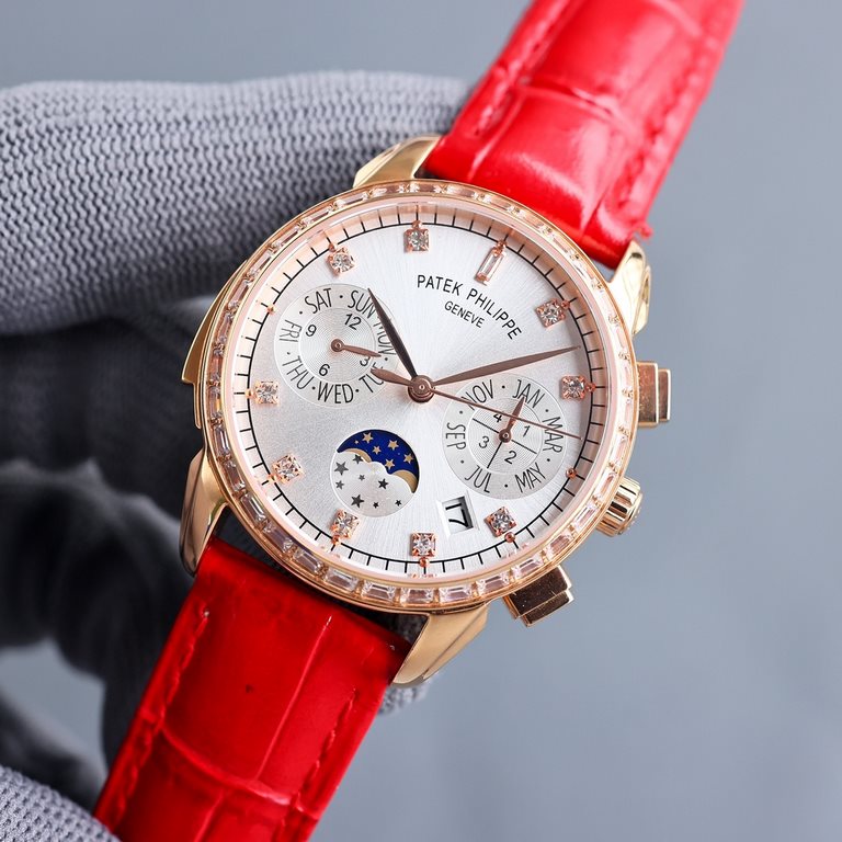 White GoldPatek Philippe (Patek Philippe) Complications Chronograph Series, Perpetual Calendar Women's Wristwatch, Prestige Luxury, Little Red Book Explosion   Multifunctional Watch!1 with imported 9100 multifunctional m