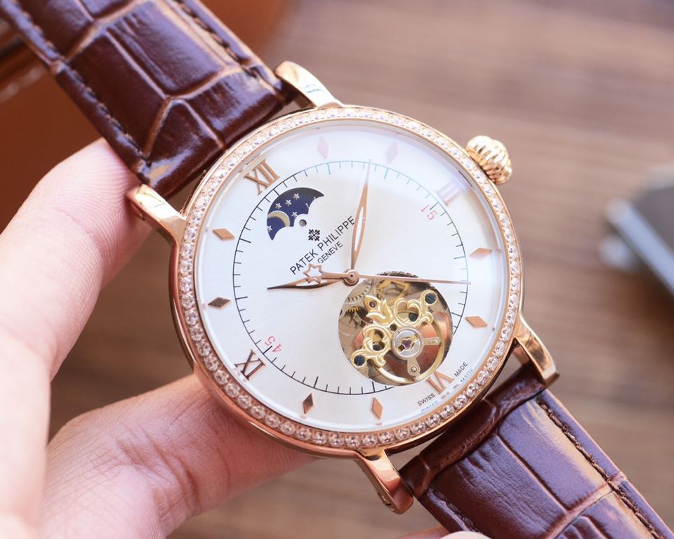 Men's Favorite Big Flywheel Watch  Newest】 Patek Philippe  Best Design Exclusive First 【Type】：Boutique men's watches[Strap] Genuine cowhide leather strap【Movement】：High-end automatic mechanical movement[Mirror] mineral r