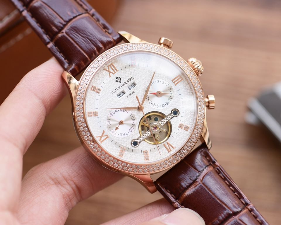 Men's favorite multi-function watch  Newest】：Patek Philippe  Best Design Exclusive First 【Type】：Boutique men's watches[Strap] Genuine cowhide leather strap[Movement] High-end automatic mechanical movement[Mirror] mineral