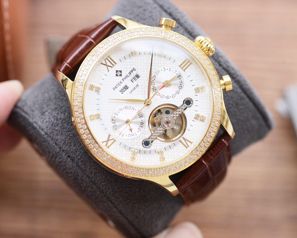 Men's favorite multi-function watch  Newest】：Patek Philippe  Best Design Exclusive First 【Type】：Boutique men's watches[Strap] Genuine cowhide leather strap[Movement] High-end automatic mechanical movement[Mirror] mineral