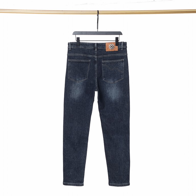 Louis Vuitton Louis Vuitton LV 2023  fall and winter thickened and padded jeans small straight counter available Entity store superb jeans   counter original 11 good goods for all ages. The highest version of the market 