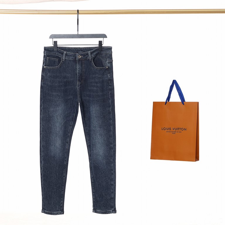 Louis Vuitton Louis Vuitton LV 2023  fall and winter thickened and padded jeans small straight counter available Entity store superb jeans   counter original 11 good goods for all ages. The highest version of the market 