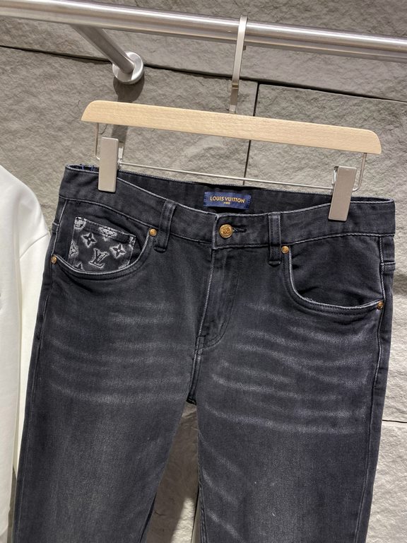 LV 23ss fall and winter new men's casual jeans, top quality! Channel order, official website synchronized sale! Original factory order denim cotton material! Suitable for casualformal wear all kinds of collocation ~ the 