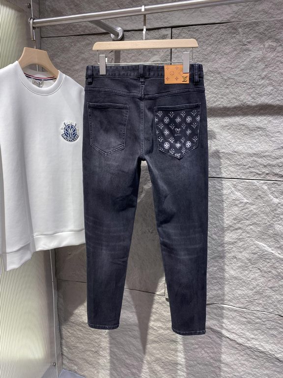 LV 23ss fall and winter new men's casual jeans, top quality! Channel order, official website synchronized sale! Original factory order denim cotton material! Suitable for casualformal wear all kinds of collocation ~ the 