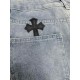 Chrome HeartsCrocker Classic Denim Blue Washed and Aged Patch Leather Cross JeansOne of the brightest pants on the runway this year, the original 13 ounce fabric, the hardest part of the pants was the pattern, because of