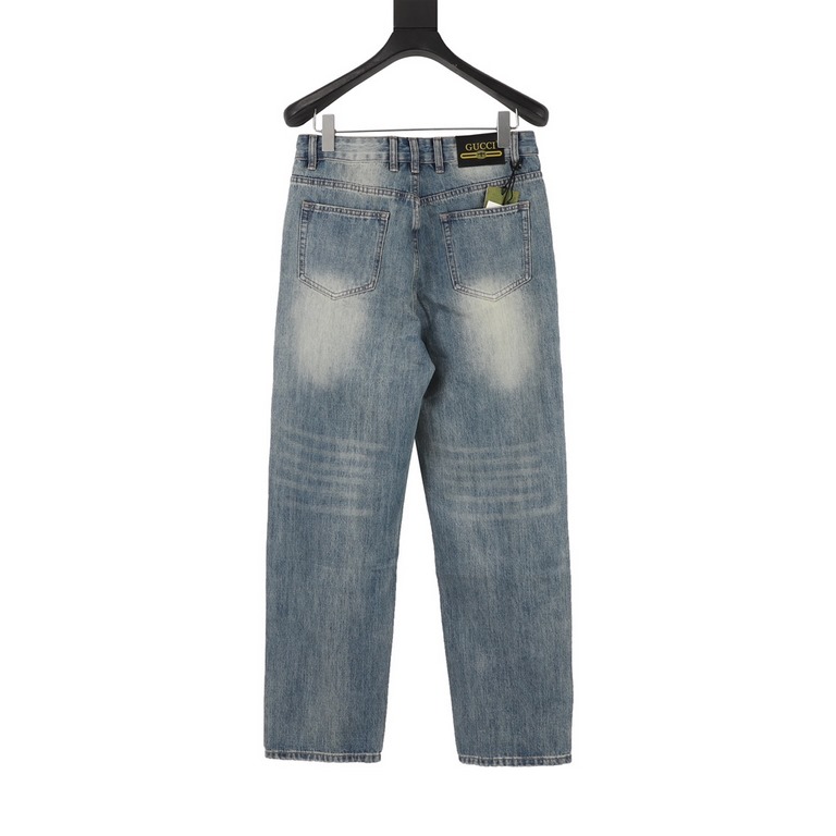 GUCCI  Gucci splicing simple vintage classic jeansSo far this year to do the most awesome jeans, heavy washing process, hidden mystery details are very much, this time the main push of the pants whether version or on the