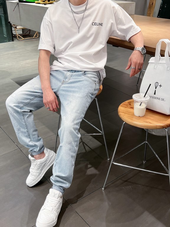 1V 2023 spring and summer new letters logo logo men's small straight Slim jeans! Channel rare out, the market is rare boutique channel source, absolutely can bring you an unexpected wearing experience, sincerely recommen