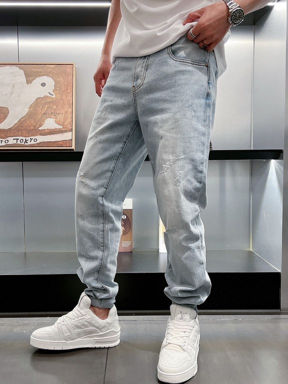 1V 2023 spring and summer new letters logo logo men's small straight Slim jeans! Channel rare out, the market is rare boutique channel source, absolutely can bring you an unexpected wearing experience, sincerely recommen