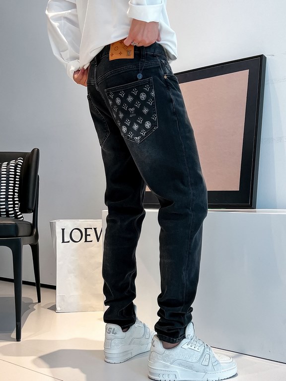 LV 23ss fall and winter new men's casual jeans, top quality! Channel order, official website synchronized sale! Original factory order denim cotton material! Suitable for casualformal wear all kinds of collocation ~ the 