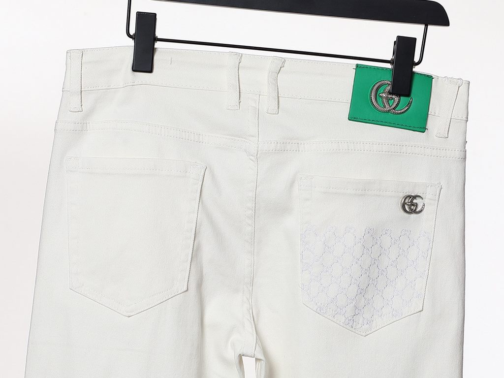 Gucci  GUCCI jeans 23 new small white small straight jeans available at the counter Physical store extreme jeans   counter original 11 good goods for all ages. The highest version of the market imported fabrics from Euro