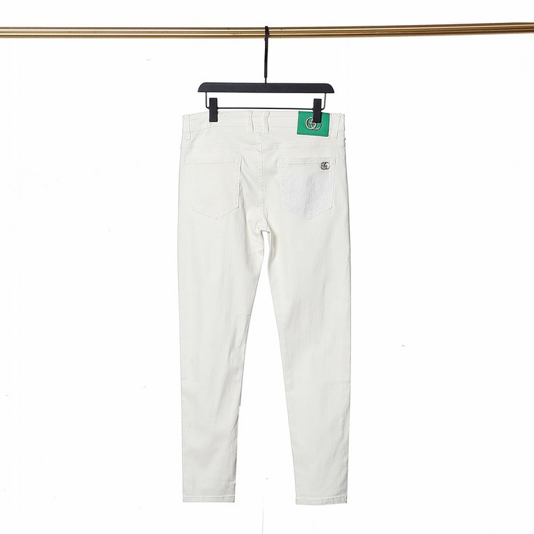 Gucci  GUCCI jeans 23 new small white small straight jeans available at the counter Physical store extreme jeans   counter original 11 good goods for all ages. The highest version of the market imported fabrics from Euro