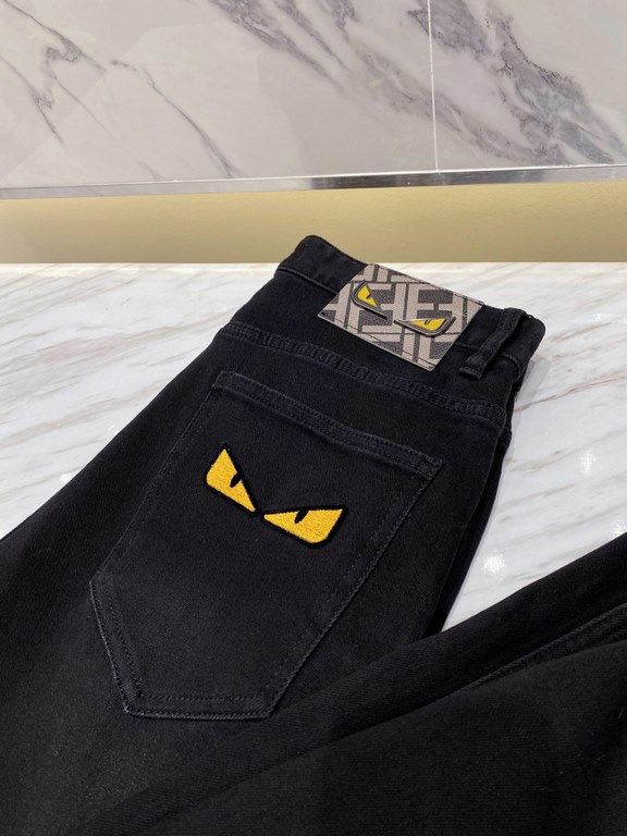 Fendi 23ss fall and winter new men's casual jeans, top quality! Channel order, official website synchronized sale! Original factory order denim cotton material! Suitable for casualformal wear all kinds of collocation ~ t