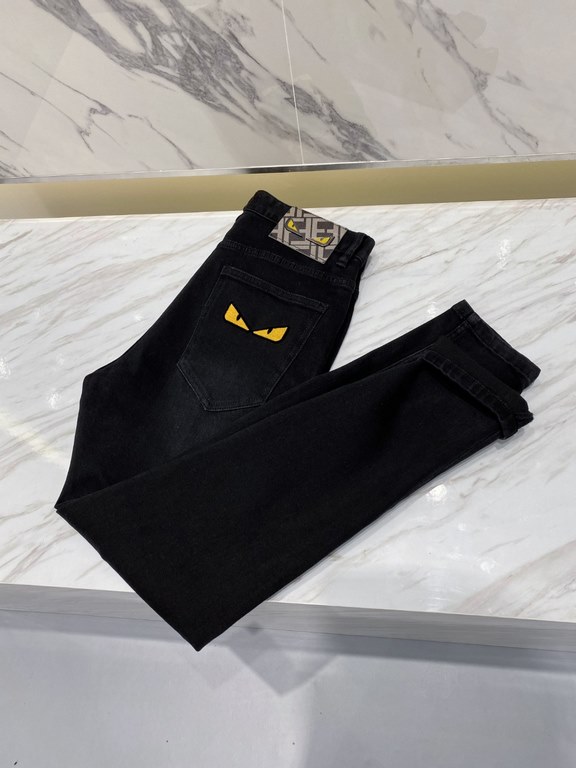 Fendi 23ss fall and winter new men's casual jeans, top quality! Channel order, official website synchronized sale! Original factory order denim cotton material! Suitable for casualformal wear all kinds of collocation ~ t