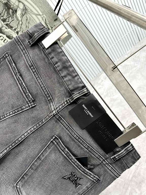 YSL Saint Laurent 2023 early fall new casual jeans, high-end customized series. Imported high-density customized cotton tannin fabric comfortable and soft skin-friendly, straight and not easy to wrinkle, original hardwar