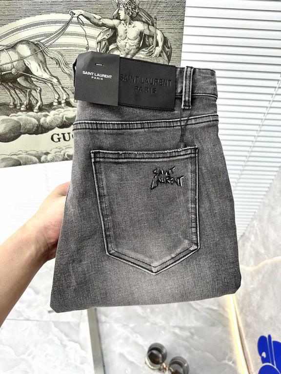 YSL Saint Laurent 2023 early fall new casual jeans, high-end customized series. Imported high-density customized cotton tannin fabric comfortable and soft skin-friendly, straight and not easy to wrinkle, original hardwar