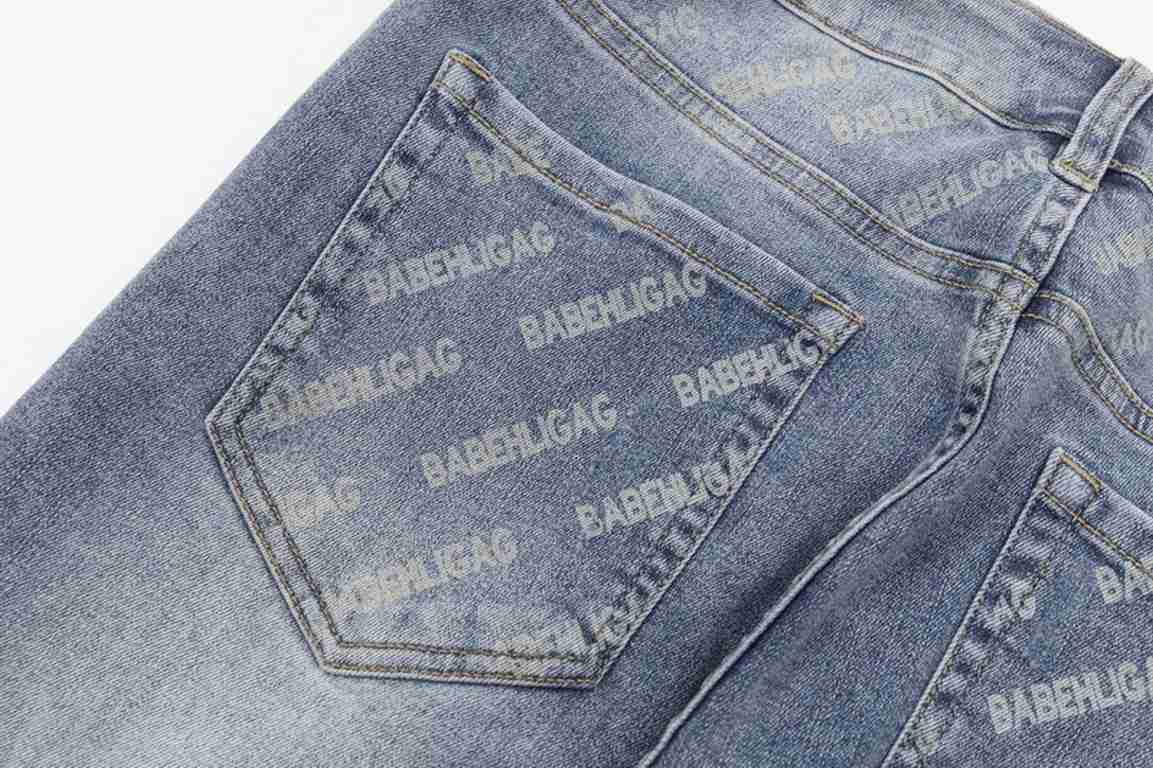 Balenciaga, classic monogrammed logo jeans, unisexColor：blueSize：28.30.32.34.36