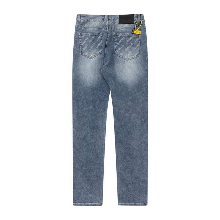 Balenciaga, classic monogrammed logo jeans, unisexColor：blueSize：28.30.32.34.36