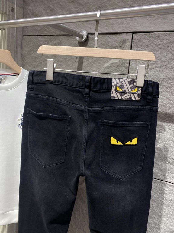 Fendi 23ss fall and winter new men's casual jeans, top quality! Channel order, official website synchronized sale! Original factory order denim cotton material! Suitable for casualformal wear all kinds of collocation ~ t