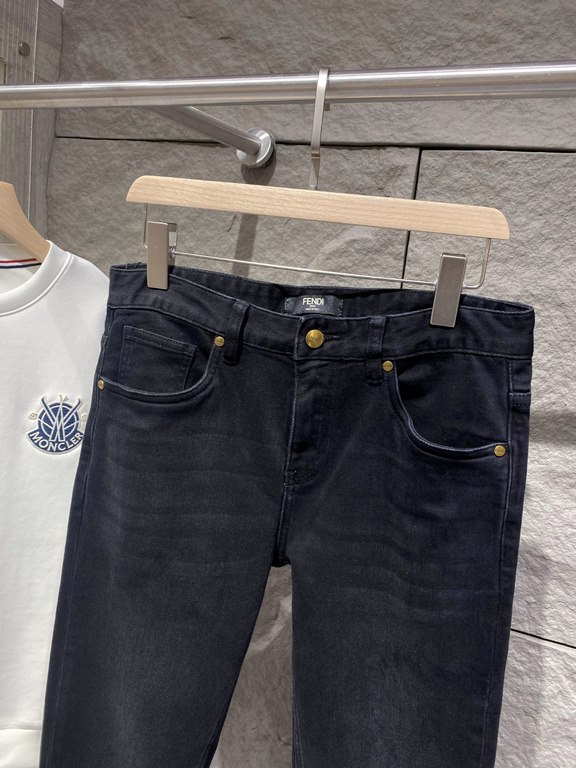 Fendi 23ss fall and winter new men's casual jeans, top quality! Channel order, official website synchronized sale! Original factory order denim cotton material! Suitable for casualformal wear all kinds of collocation ~ t