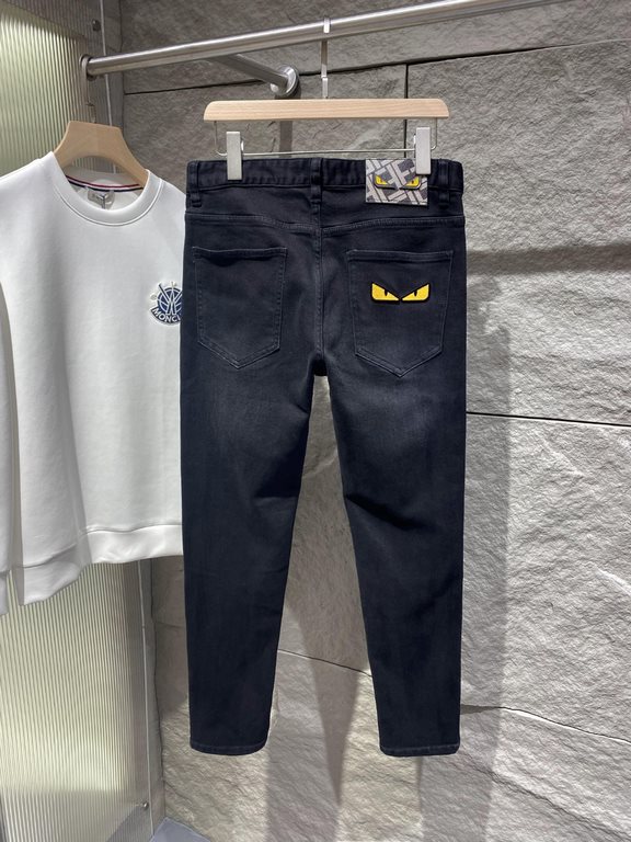 Fendi 23ss fall and winter new men's casual jeans, top quality! Channel order, official website synchronized sale! Original factory order denim cotton material! Suitable for casualformal wear all kinds of collocation ~ t