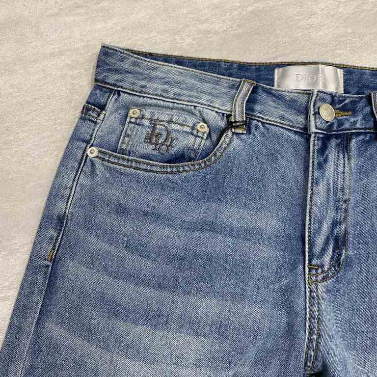 Dior [New] channel boutique.2023 spring and summer CD letters embroidered LOGO casual jeans Modern fashion tailoring pattern design, can easily match the clothes, set off the modern timeless CD fashion.Woven from Denim c