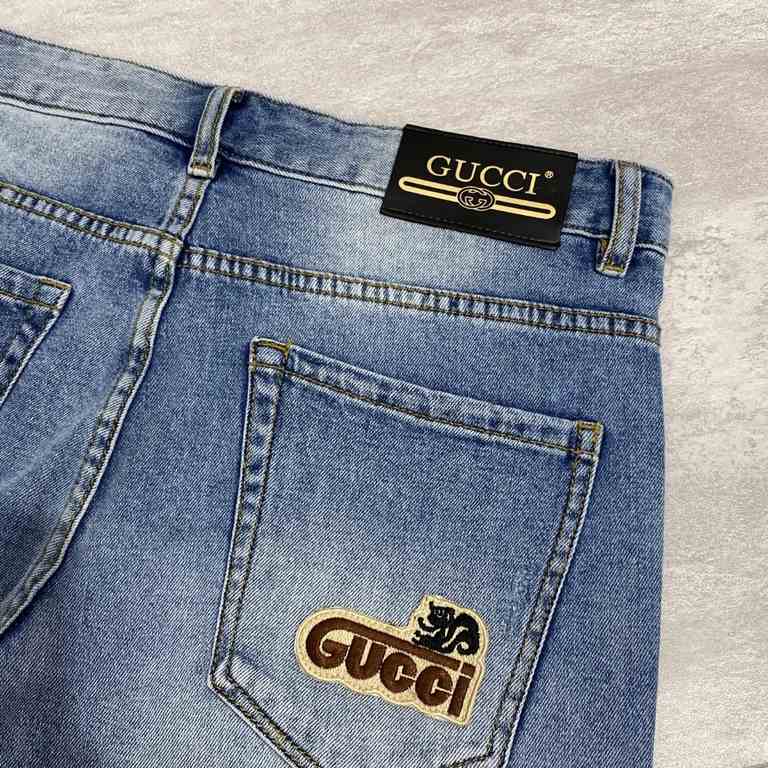 Gu 2023 spring and summer new squirrel embroidery logo logo men's small straight denim jeans! Channel rare out, the market is rare boutique channel source, absolutely can bring you an unexpected wearing experience, since