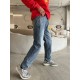 #LoeweLoewe 23Fw Back Pocket Flame Embroidered Jeans Up