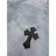 Chrome HeartsCrocker Classic Denim Blue Washed and Aged Patch Leather Cross JeansOne of the brightest pants on the runway this year, the original 13 ounce fabric, the hardest part of the pants was the pattern, because of