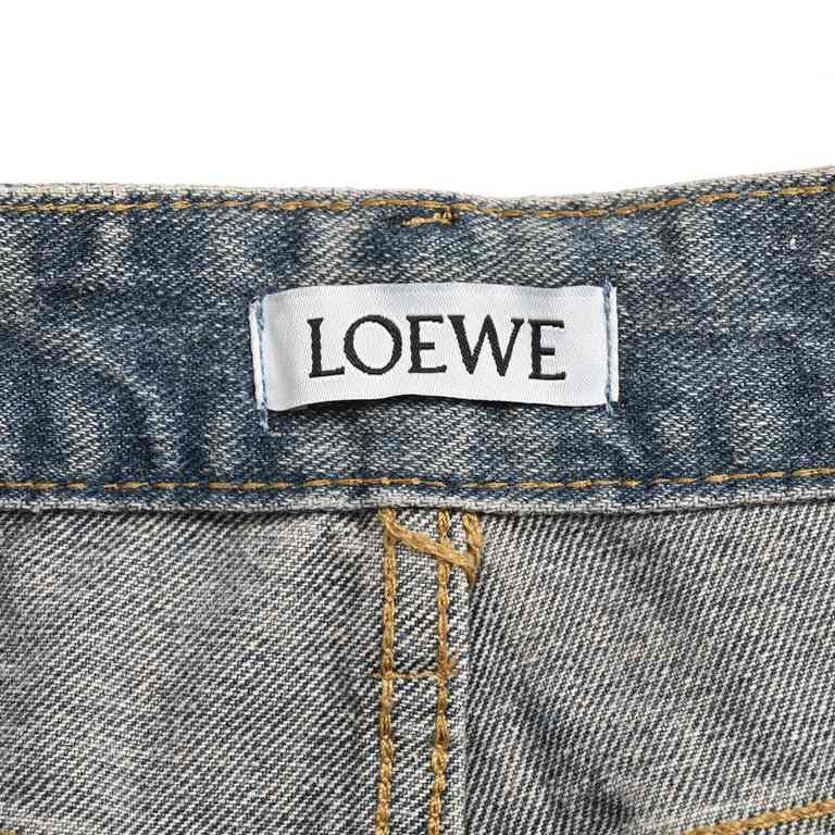 Loewe  Loewe 23Fw logo print washed jeansSpring and summer original single Loewe large logo print men's fashion casual denim jeans, Hong Kong foreign channel goods, high-end Japanese OEM production, heavyweight platinum 