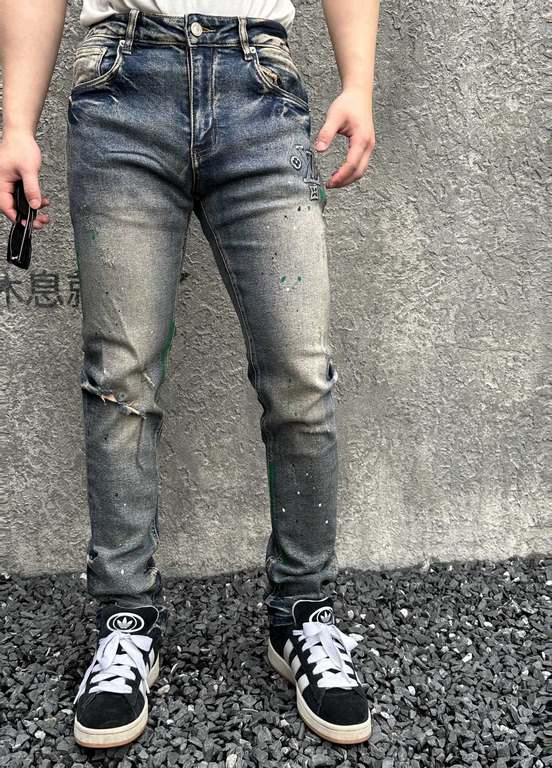 LouisVuitton Distressed Printed Logo Denim Jeans Top Result#