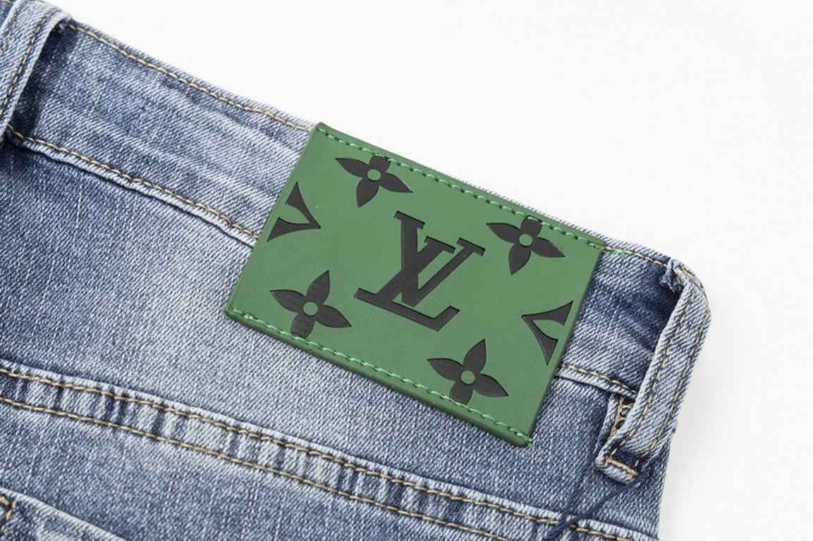 lV Louis Vuitton Duckling Patch Embroidered Jeans 2023 latest products, counter synchronization on sale, the original single goods, washed casual jeans, imported original washed stretch fabric, comfortable and elastic, o