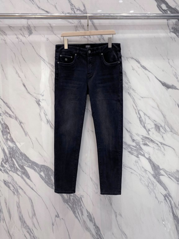 EZ 2023 fall and winter new leather pocket logo logo men's small straight Slim jeans! Channel rare out, the market is rare boutique channel source, absolutely can bring you an unexpected wearing experience, sincerely rec