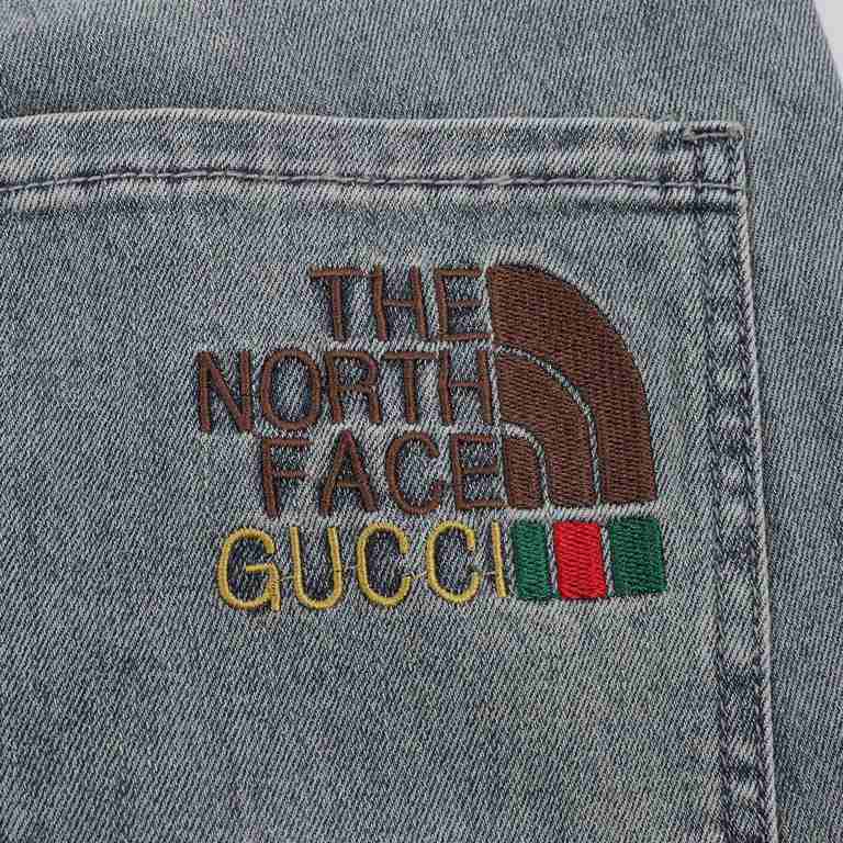 GUCCI  Gucci co-branded North Face simple vintage classic leather label LOGO jeansThis year so far as to do the most awesome jeans, heavy washing process, hidden mystery details are very much, this time the main push of 