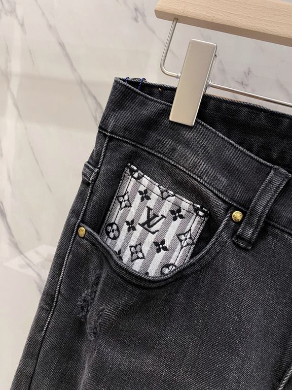 LV 23ss fall and winter new men's casual jeans, top quality! Channel order, official website synchronized sale! Original factory order denim cotton material! Suitable for casualformal wear all kinds of collocation ~ the 