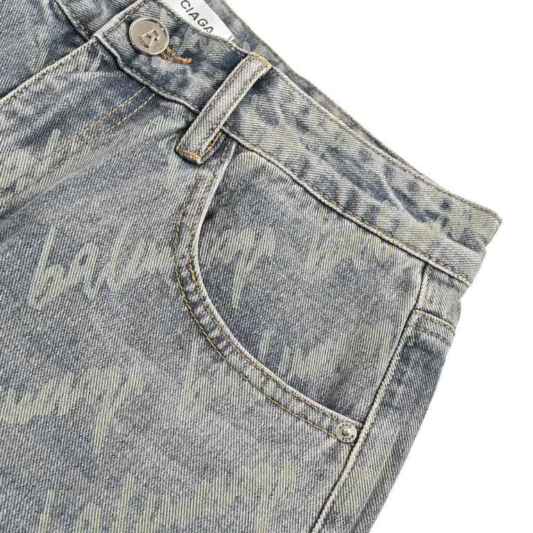 BalenciagaBalenciaga Paris 23Fw Signature Monogrammed Pop-Up Washed Jeans23 years new Balenciaga Paris             BLCG brushed paint graffiti letters logo full print jeans Paris House Balenciaga new pop-up graffiti full