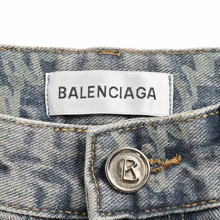 BalenciagaBalenciaga Paris 23Fw Signature Monogrammed Pop-Up Washed Jeans23 years new Balenciaga Paris             BLCG brushed paint graffiti letters logo full print jeans Paris House Balenciaga new pop-up graffiti full