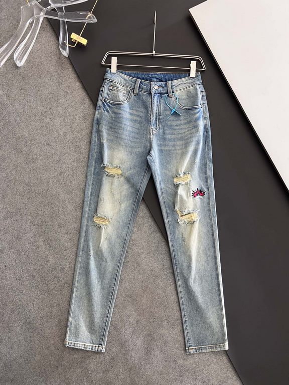 ) Palm Angel , heavy wash casual jeans, imported original wash fabric, comfortable and slightly elastic, unique design, version of the super-positive, comfortable and breathable, grade is extremely high, counter quality,