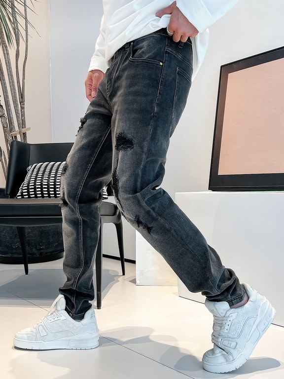 LV 23ss fall and winter new men's casual jeans, top quality! Channel order, official website synchronized sale! Original factory order denim cotton material! Suitable for casualformal wear all kinds of collocation ~ the 