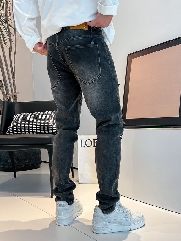 LV 23ss fall and winter new men's casual jeans, top quality! Channel order, official website synchronized sale! Original factory order denim cotton material! Suitable for casualformal wear all kinds of collocation ~ the 