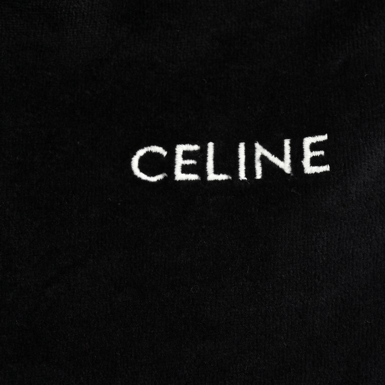 Celine 23Fw Velvet Suit TrousersCustom woven and dyed velvet fabric Custom double c embroidery piece Laser cut and heat pressed onto the pants New custom hardware accessories The wool feels extra silky It can show differ