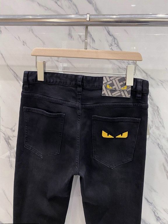 Fendi 23ss fall and winter new men's casual jeans, top quality! Channel order, official website synchronized sale! Original factory order denim cotton material! Suitable for casualformal wear all kinds of collocation ~ t