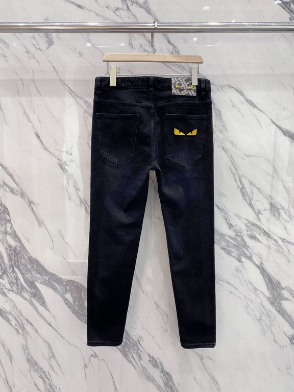 Fendi 23ss fall and winter new men's casual jeans, top quality! Channel order, official website synchronized sale! Original factory order denim cotton material! Suitable for casualformal wear all kinds of collocation ~ t