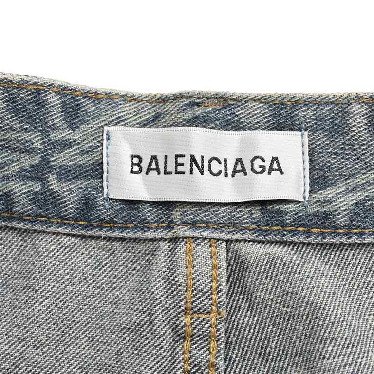 Balenciaga  Balenciaga Paris 23Fw Double B lock button full print wash jeansParis family Balenciaga new double B letters pop-up logo full print print jeans, jeans these years is definitely the existence of the closet occ