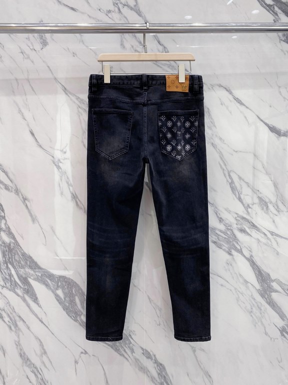 LV 23ss fall and winter new men's casual jeans, top quality! Channel order, official website synchronized sale! Original factory order denim cotton material! Suitable for casualformal wear all kinds of collocation ~ the 