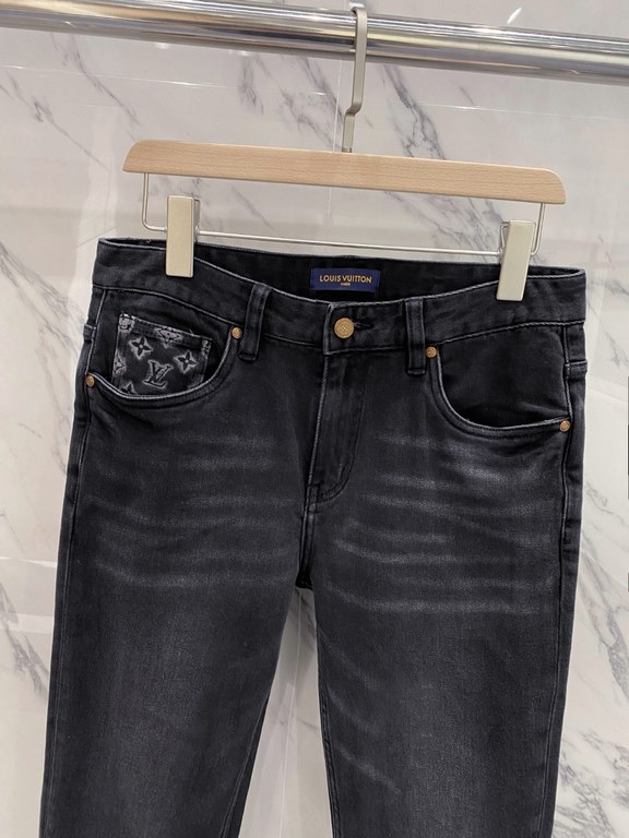 LV 23ss fall and winter new men's casual jeans, top quality! Channel order, official website synchronized sale! Original factory order denim cotton material! Suitable for casualformal wear all kinds of collocation ~ the 